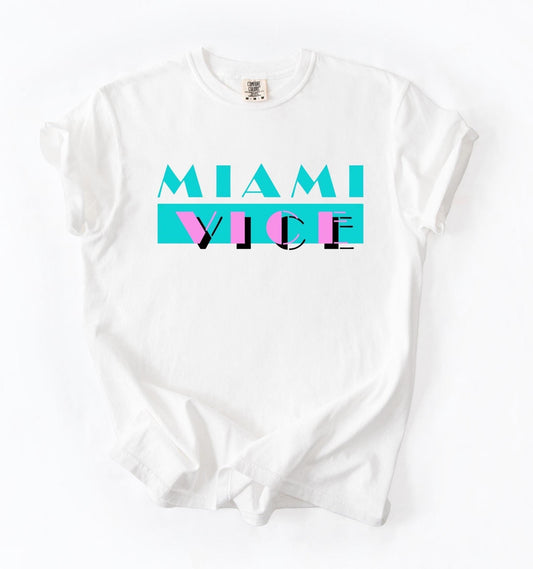 Miami Vice Graphic T-Shirt, Vintage Soft-Washed Cotton Tee